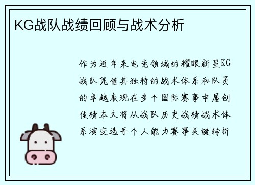 KG战队战绩回顾与战术分析