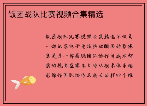饭团战队比赛视频合集精选