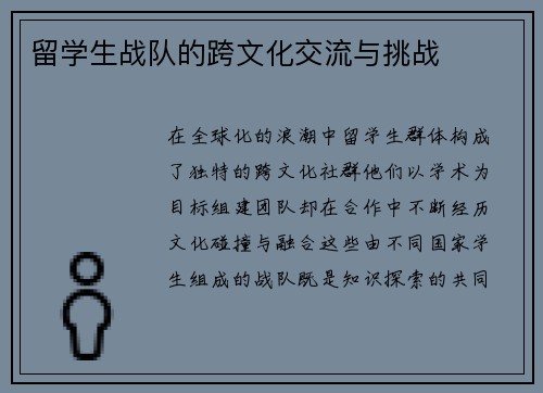 留学生战队的跨文化交流与挑战
